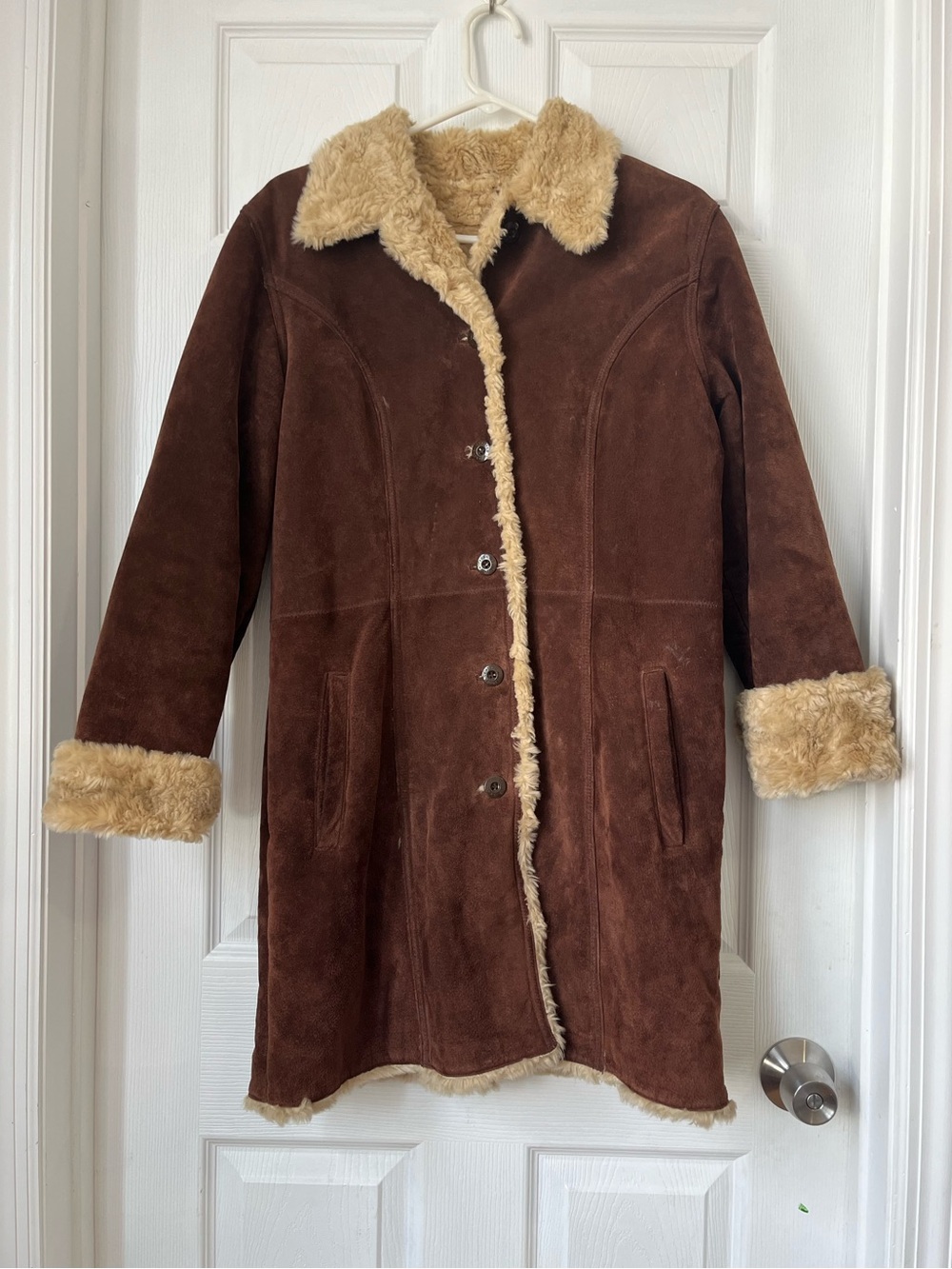 Wilsons leather Women's Brown Suede Shearling Jacket coat size M